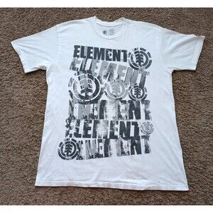 Element Skateboard T-Shirt Men's Size Large Graphic Print White Short Sleeve